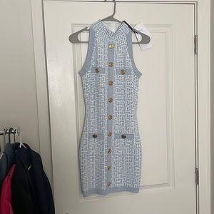Balmain short buttons glitter dress